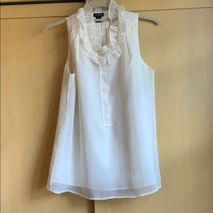 J Crew cream blouse with ruffle collar